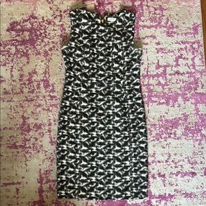 Calvin Klein Black and White Sheath Midi Dress